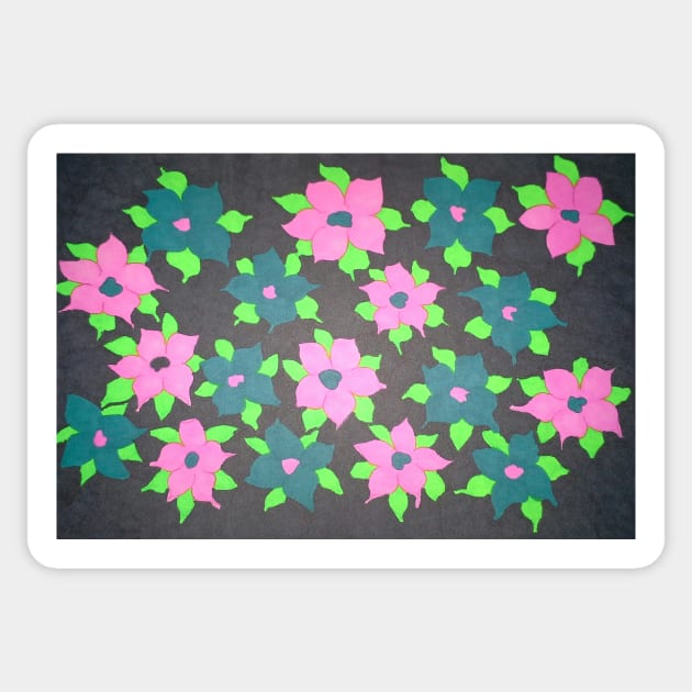 Bold Flowers in Pink and Blue Sticker by DanielleGensler